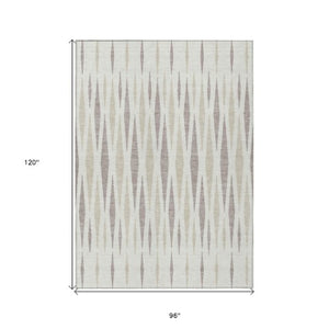 Homeroots 3' Black Ivory And Gray Geometric Indoor Outdoor Area Rug - Stylish, Washable, Stain Resistant Design 8' X 10' Polyester 591894