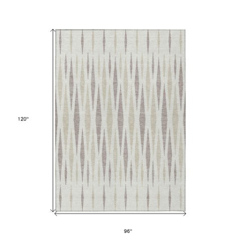 Homeroots 3' Black Ivory And Gray Geometric Indoor Outdoor Area Rug - Stylish, Washable, Stain Resistant Design 8' X 10' Polyester 591894