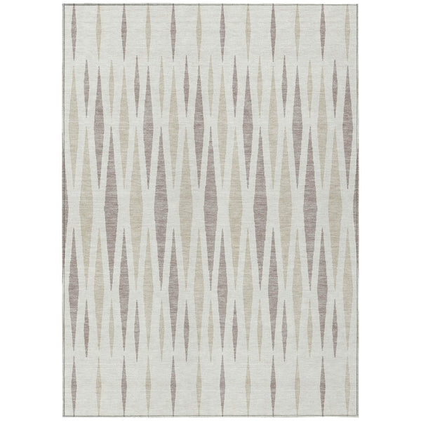 HomeRoots 5' Stylish Ivory Brown Geometric Indoor Outdoor Washable Area Rug for Versatile Home Decor 8' X 10' 591894