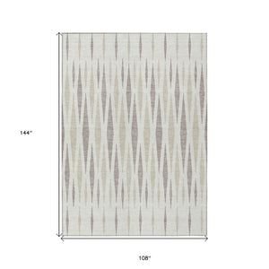 Homeroots 3' Black Ivory And Gray Geometric Indoor Outdoor Area Rug - Stylish, Washable, Stain Resistant Design 9' X 12' Polyester 591895