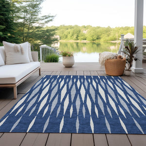 Homeroots 3' Black Ivory And Gray Geometric Indoor Outdoor Area Rug - Stylish, Washable, Stain Resistant Design 3' X 5' Polyester 591897