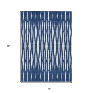 Homeroots 3' Black Ivory And Gray Geometric Indoor Outdoor Area Rug - Stylish, Washable, Stain Resistant Design 5' X 8' Polyester 591898