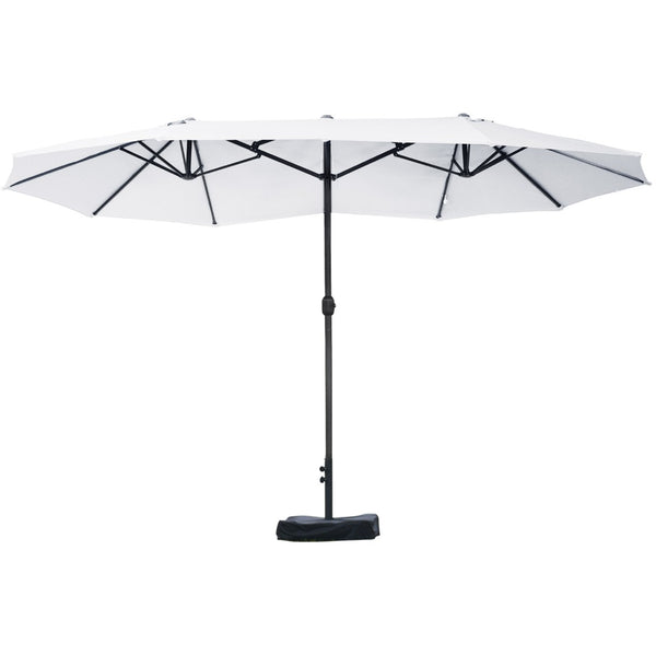 English Elm Outsunny 15' Rectangular Double-Sided Market Umbrella With Crank – Perfect Shade For Patios & Pools W2225P200510-GIGA