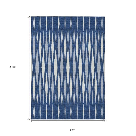 Homeroots 3' Black Ivory And Gray Geometric Indoor Outdoor Area Rug - Stylish, Washable, Stain Resistant Design 8' X 10' Polyester 591900