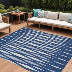 Homeroots 3' Black Ivory And Gray Geometric Indoor Outdoor Area Rug - Stylish, Washable, Stain Resistant Design 10' X 14' Polyester 591902