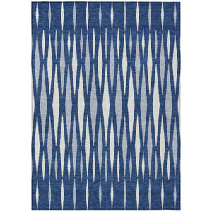 HomeRoots 5' Geometric Indoor Outdoor Area Rug in Navy Blue, Gray & Ivory - Durable, Washable & Stylish 10' X 14' 591902