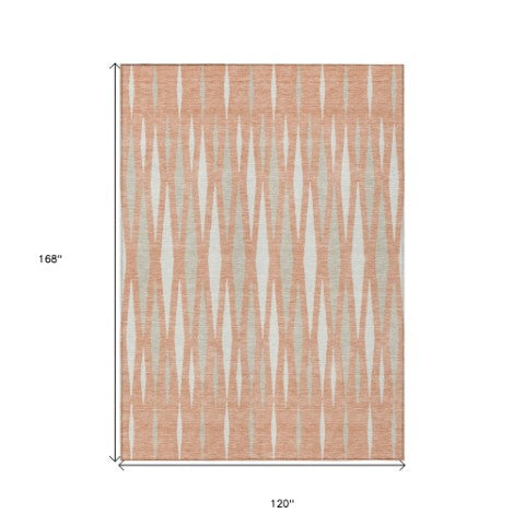 Homeroots 3' Black Ivory And Gray Geometric Indoor Outdoor Area Rug - Stylish, Washable, Stain Resistant Design 10' X 14' Polyester 591908