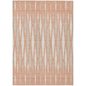HomeRoots 5' Salmon Gray and Ivory Geometric Area Rug - Stylish, Washable, Indoor-Outdoor Versatility for Your Home 10' X 14' 591908