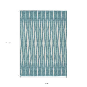 Homeroots 3' Black Ivory And Gray Geometric Indoor Outdoor Area Rug - Stylish, Washable, Stain Resistant Design 9' X 12' Polyester 591913