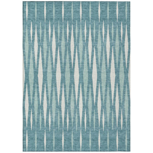 HomeRoots 9' Teal Blue and Ivory Geometric Area Rug - Stylish, Washable, Indoor-Outdoor Comfort for Any Space 9' X 12' 591913