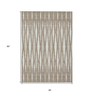 Homeroots 3' Black Ivory And Gray Geometric Indoor Outdoor Area Rug - Stylish, Washable, Stain Resistant Design 3' X 5' Polyester 591915