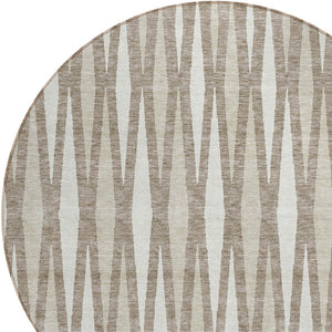 Homeroots 3' Black Ivory And Gray Geometric Indoor Outdoor Area Rug - Stylish, Washable, Stain Resistant Design 8' Round Polyester 591917