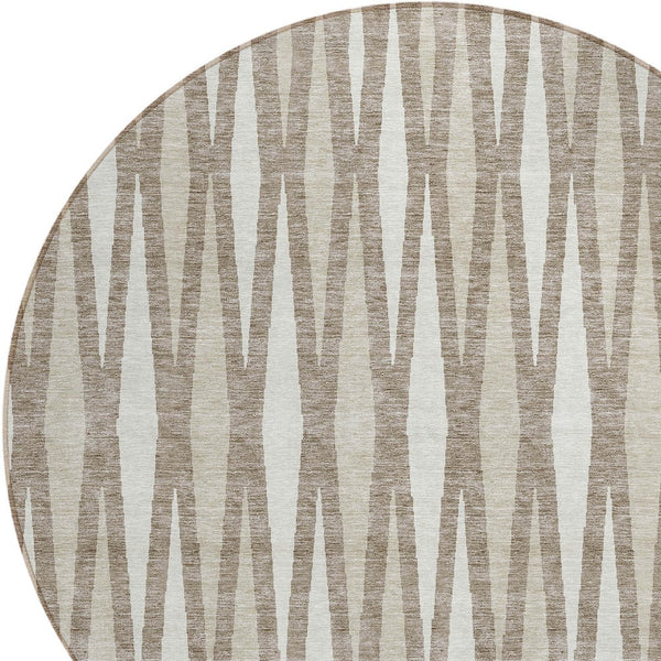 Homeroots 3' Black Ivory And Gray Geometric Indoor Outdoor Area Rug - Stylish, Washable, Stain Resistant Design 8' Round Polyester 591917