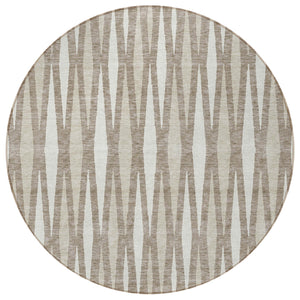 Homeroots 3' Black Ivory And Gray Geometric Indoor Outdoor Area Rug - Stylish, Washable, Stain Resistant Design 8' Round Polyester 591917