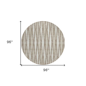 Homeroots 3' Black Ivory And Gray Geometric Indoor Outdoor Area Rug - Stylish, Washable, Stain Resistant Design 8' Round Polyester 591917