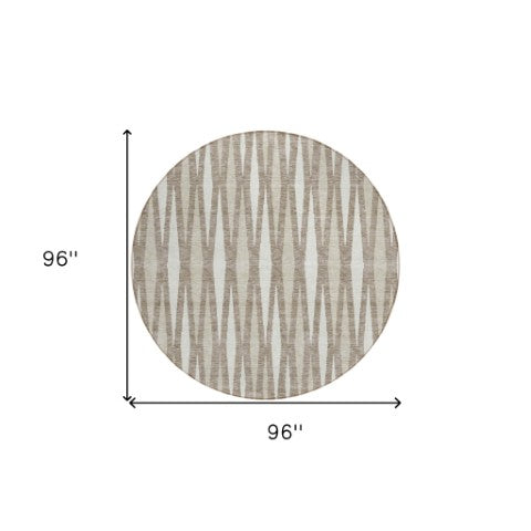 Homeroots 3' Black Ivory And Gray Geometric Indoor Outdoor Area Rug - Stylish, Washable, Stain Resistant Design 8' Round Polyester 591917