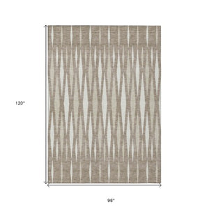 Homeroots 3' Black Ivory And Gray Geometric Indoor Outdoor Area Rug - Stylish, Washable, Stain Resistant Design 8' X 10' Polyester 591918