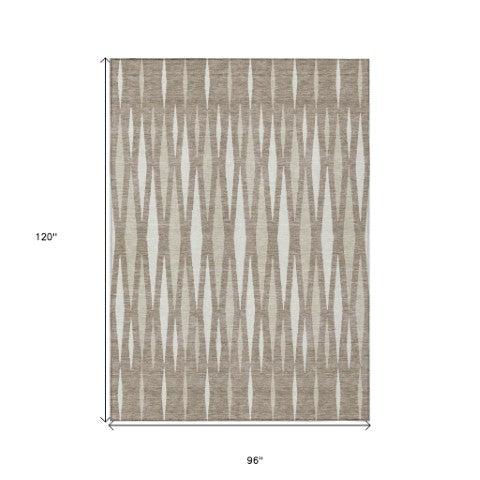 Homeroots 3' Black Ivory And Gray Geometric Indoor Outdoor Area Rug - Stylish, Washable, Stain Resistant Design 8' X 10' Polyester 591918