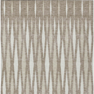 HomeRoots 5' Durable Taupe Beige and Ivory Geometric Washable Area Rug for Indoor and Outdoor Spaces 10' X 14' 591920