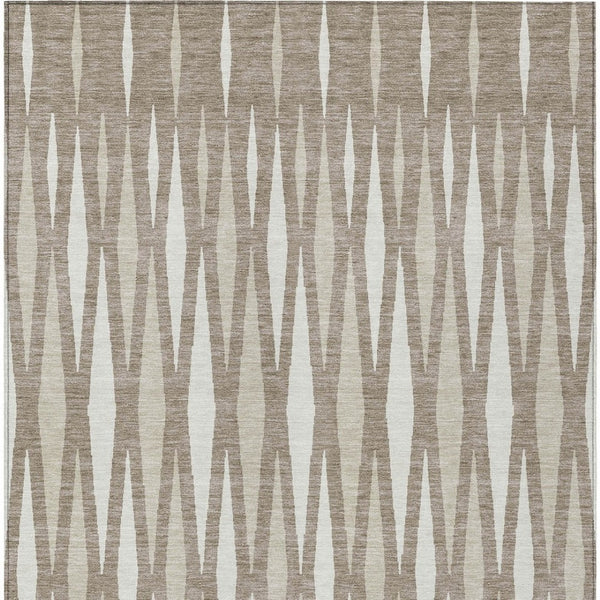 HomeRoots 5' Durable Taupe Beige and Ivory Geometric Washable Area Rug for Indoor and Outdoor Spaces 10' X 14' 591920