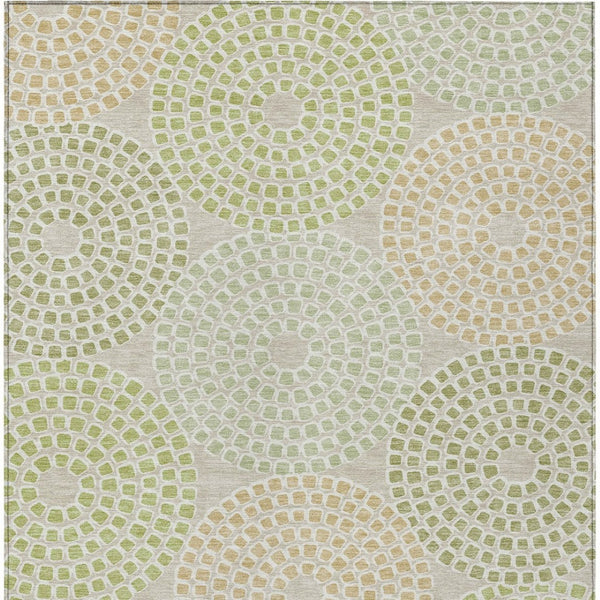 HomeRoots 5' Artichoke Green and Brown Geometric Area Rug - Durable, Washable for Indoor and Outdoor Spaces 5' X 8' 591922