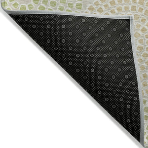 HomeRoots 5' Artichoke Green and Brown Geometric Area Rug - Durable, Washable for Indoor and Outdoor Spaces 5' X 8' 591922