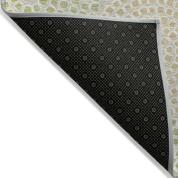 HomeRoots 5' Artichoke Green and Brown Geometric Area Rug - Durable, Washable for Indoor and Outdoor Spaces 5' X 8' 591922