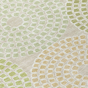 Homeroots 3' Artichoke Green And Brown Geometric Washable Area Rug For Indoor And Outdoor Spaces, Durable Design 8' X 10' Polyester 591924