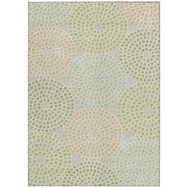 Homeroots 3' Artichoke Green And Brown Geometric Washable Area Rug For Indoor And Outdoor Spaces, Durable Design 10' X 14' Polyester 591926
