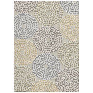 Homeroots 3' Artichoke Green And Brown Geometric Washable Area Rug For Indoor And Outdoor Spaces, Durable Design 5' X 8' Polyester 591928