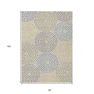 HomeRoots 5' Geometric Area Rug - Durable, Washable Indoor/Outdoor Decor in Beige, Brown & Gray for Versatile Spaces 8' X 10' 591930