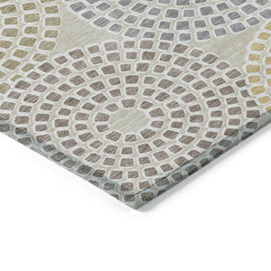 HomeRoots 5' Geometric Area Rug - Durable, Washable Indoor/Outdoor Decor in Beige, Brown & Gray for Versatile Spaces 8' X 10' 591930