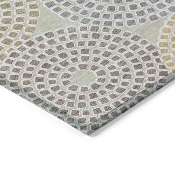 HomeRoots 5' Geometric Area Rug - Durable, Washable Indoor/Outdoor Decor in Beige, Brown & Gray for Versatile Spaces 8' X 10' 591930