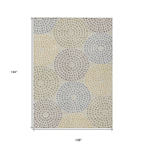 Homeroots 3' Artichoke Green And Brown Geometric Washable Area Rug For Indoor And Outdoor Spaces, Durable Design 9' X 12' Polyester 591931