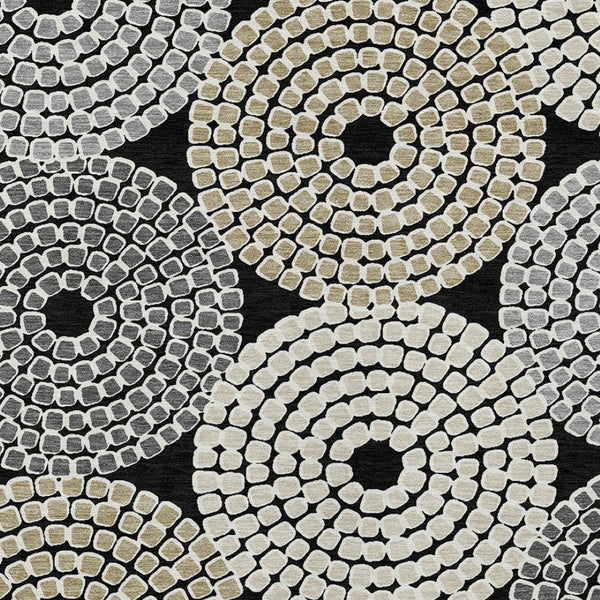 Homeroots 3' Artichoke Green And Brown Geometric Washable Area Rug For Indoor And Outdoor Spaces, Durable Design 3' X 5' Polyester 591933