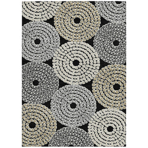 Homeroots 3' Artichoke Green And Brown Geometric Washable Area Rug For Indoor And Outdoor Spaces, Durable Design 5' X 8' Polyester 591934