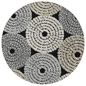 Homeroots 3' Artichoke Green And Brown Geometric Washable Area Rug For Indoor And Outdoor Spaces, Durable Design 8' Round Polyester 591935