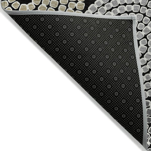 HomeRoots 9' Modern Geometric Area Rug in Black, Gray & Beige - Washable, Durable for Indoor & Outdoor Use 9' X 12' 591937