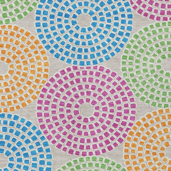 Homeroots 3' Artichoke Green And Brown Geometric Washable Area Rug For Indoor And Outdoor Spaces, Durable Design 3' X 5' Polyester 591939