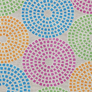 HomeRoots 5' Vibrant Geometric Area Rug in Purple, Green & Aqua – Durable, Washable for Indoor & Outdoor Style 5' X 8' 591940