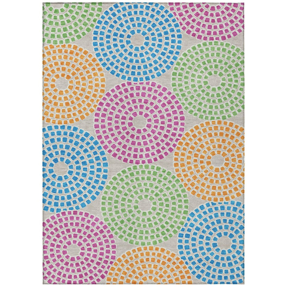 HomeRoots 5' Vibrant Geometric Area Rug in Purple, Green & Aqua – Durable, Washable for Indoor & Outdoor Style 8' X 10' 591942