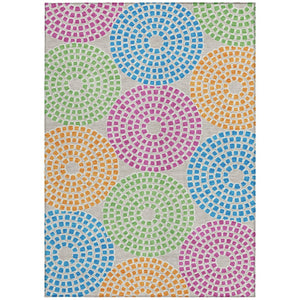 HomeRoots 9' Vibrant Geometric Washable Area Rug in Purple, Green & Aqua for Indoor/Outdoor Spaces 9' X 12' 591943