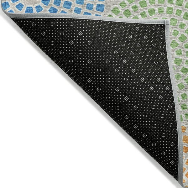 HomeRoots 9' Vibrant Geometric Washable Area Rug in Purple, Green & Aqua for Indoor/Outdoor Spaces 9' X 12' 591943