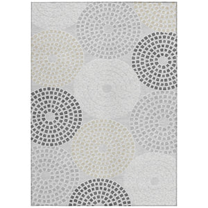 Homeroots 3' Artichoke Green And Brown Geometric Washable Area Rug For Indoor And Outdoor Spaces, Durable Design 3' X 5' Polyester 591945