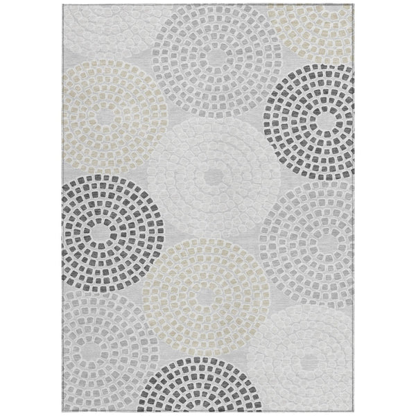 Homeroots 3' Artichoke Green And Brown Geometric Washable Area Rug For Indoor And Outdoor Spaces, Durable Design 3' X 5' Polyester 591945