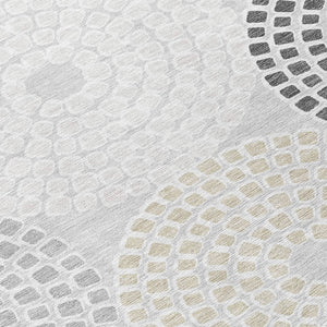 Homeroots 3' Artichoke Green And Brown Geometric Washable Area Rug For Indoor And Outdoor Spaces, Durable Design 3' X 5' Polyester 591945