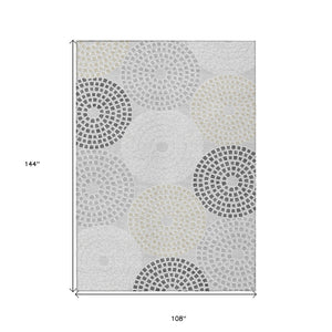HomeRoots 9' Gray and Taupe Geometric Area Rug - Stylish, Washable, Durable for Indoor and Outdoor Spaces 9' X 12' 591949