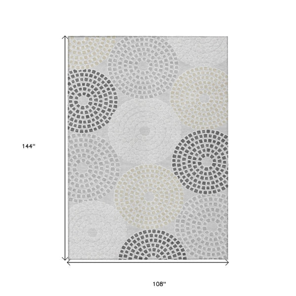 HomeRoots 9' Gray and Taupe Geometric Area Rug - Stylish, Washable, Durable for Indoor and Outdoor Spaces 9' X 12' 591949