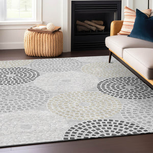 HomeRoots 9' Gray and Taupe Geometric Area Rug - Stylish, Washable, Durable for Indoor and Outdoor Spaces 9' X 12' 591949