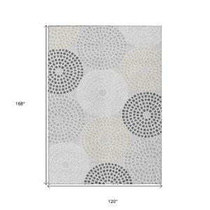 Homeroots 3' Artichoke Green And Brown Geometric Washable Area Rug For Indoor And Outdoor Spaces, Durable Design 10' X 14' Polyester 591950